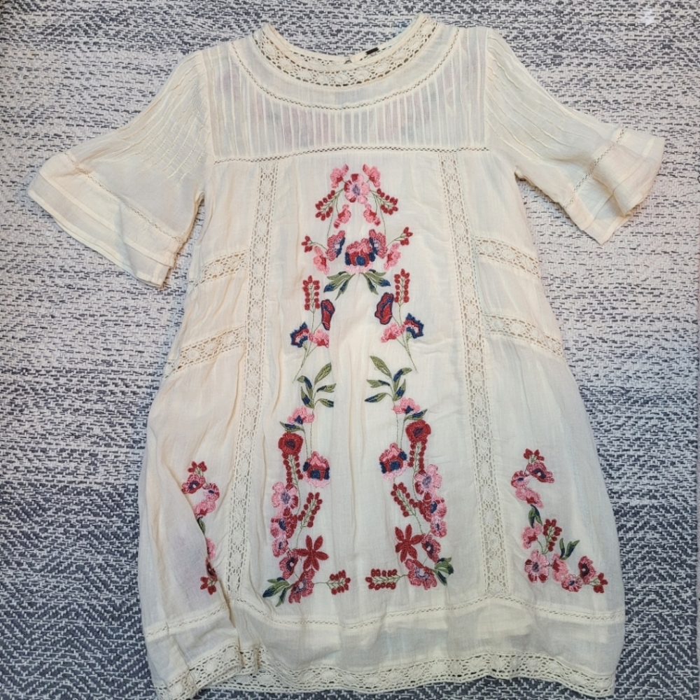 Free People Embroidered Peasant Dress
